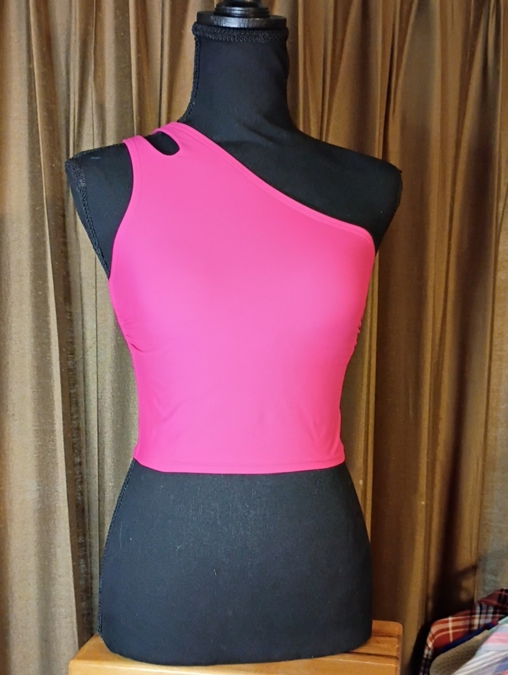 Lands' End Bright Pink One-Shoulder Swim Top